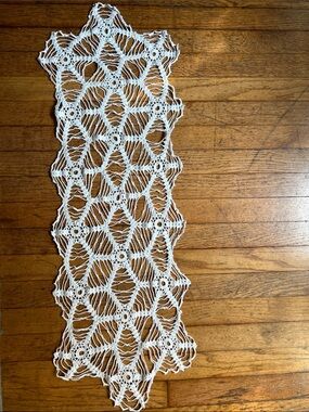 Handmade White Crochet Lace Panel